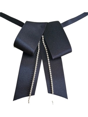 Pegu Taşlı, Siyah Saten,Kravat Yaka Çiçeği,Yaka Broş,Okul,Çanta,Şal,Gömlek Aksesuar
