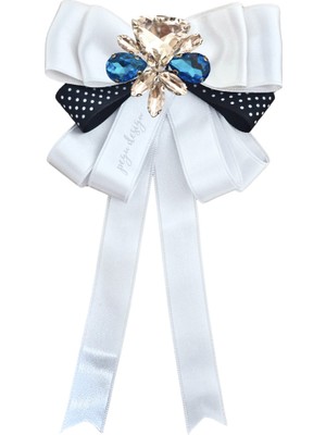 Pegu Taşlı,Beyaz Saten Yaka Çiçeği,Yaka Broş,Okul,Çanta,Şal,Gömlek Aksesuar