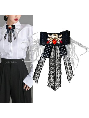 Pegu Taşlı,Siyah Dantel Yaka Çiçeği,Yaka Broş,Okul,Çanta,Şal,Gömlek Aksesuar