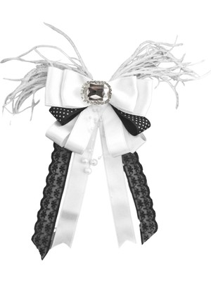 Pegu Taşlı,Tüylü Beyaz Saten Yaka Çiçeği,Yaka Broş,Okul,Çanta,Şal,Gömlek Aksesuar