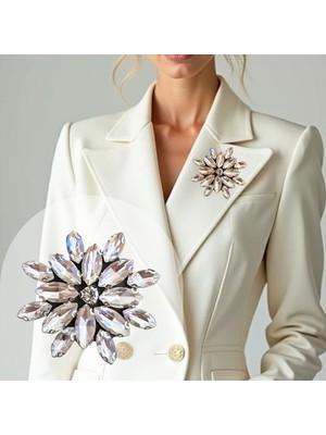 Pegu Çiçek Model Gümüş Renk Zirkon Taşlı El Yapımı ,Yaka Broş,Yaka Çiçeği,Okul,İş,Hediyelik