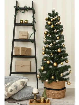 Empressco Yeşil Yılbaşı Çam Ağacı 150 Cm, 12'li Fiyonk ve Süsler ile Şık Dekorasyon