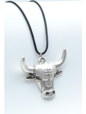 Alooya Boğa Gümüş Kaplama Deri İp Kolye