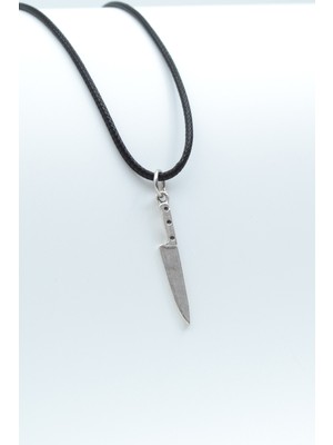 Alooya Bıçak - Gastronomi Gümüş Kaplama Deri İp Kolye
