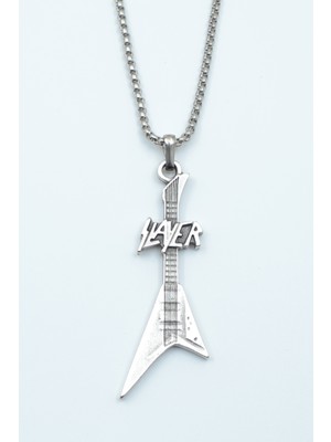 Alooya Slayer Elektro Gitar Gümüş Kaplama Örme Zincir Kolye