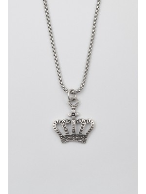 Alooya Minimalist Taç Kolye - Erkek Kadın Kolye Gümüş Kaplama - Örme Zincir