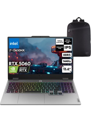 Lenovo loq 15IRX10 I7-13650HX 40-Gbddr5 2 Tbssd RTX5060 (8GB-GDDR7-115W) 15.6" IPS 144Hz Windows 11 Home + Zg Sırt Çantası 83JE00ETTRZG40