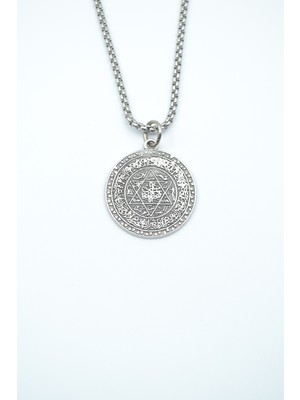 Alooya Davut Yıldızı - Süleyman Tılsım Mührü Gümüş Kaplama Örme Zincir Kolye