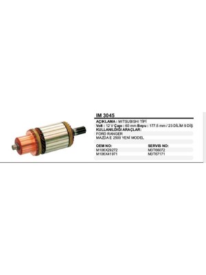 Universal Kollektör 12V 9 Diş Mıtsubıshı Ford Ranger / Mazda E2500 Y.m. Mıtsubıshı Tip