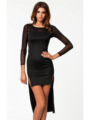 B100775 Uzun Kısa Moda Elbise