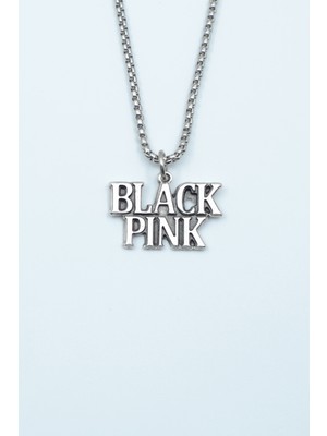 Alooya Black Pink Gümüş Kaplama Örme Zincir Kolye