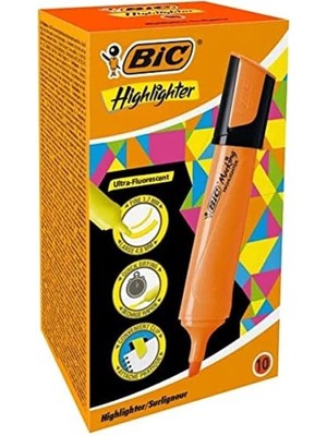 AyrStore Marking Flat Highlighter Fosforlu Kalem 10'lu Kutu Turuncu