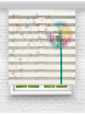 MAS Hindiba Çiçeği Baskılı Zebra Perde | Doğal ve Şık Çiçek Desenli Perde