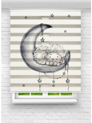 MAS Ayda Oturan Sevimli Kuzu Temalı Desenli Baskılı Zebra - Stor Perde