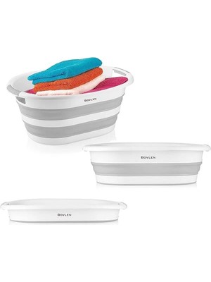 AyrStore Katlanabilir Çamaşır Sepeti - Katlanır Çamaşır Sepeti - Gri - 54,5X39X8 cm - Pp+