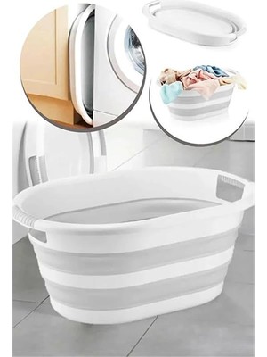 AyrStore Katlanabilir Silikon Çamaşır Sepeti Akordiyon Katlanır Sepet 25 Lt Düzenleyici Sepet