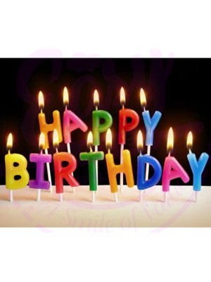 Rengarenk Happy Birthday Yazılabilen Doğum Günü Mumu