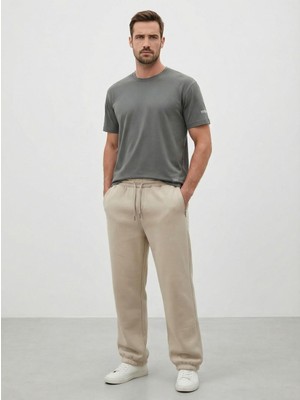 By Olis Erkek Üç Iplik Içi Şardonlu Lastikli Paça Eşofman Bej