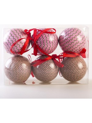 Empressco Yılbaşı Süsü 6'lı 6cm Pembe ve Turuncu, Şık ve Renkli Dekorasyon Parçaları