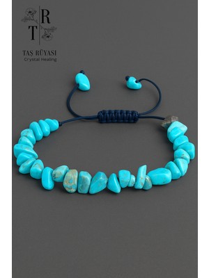Taş Rüyası Turkuaz Kırık Taş Örme Bileklik