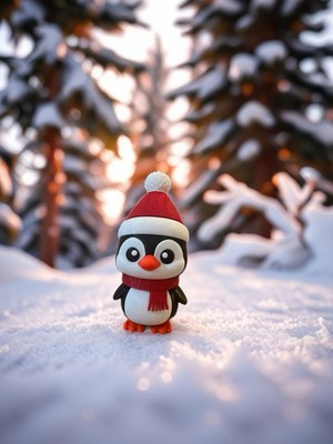 Empressco Kırmızı Penguen Figürü, 14CM Yılbaşı Dekoru, Neşeli ve Şık Süsleme Parçası