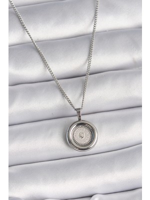 TrentCo 316L Çelik Gümüş Renk Zincir Gümüş Renk Altın Model Kadın Kolye - TJ-BKO9571