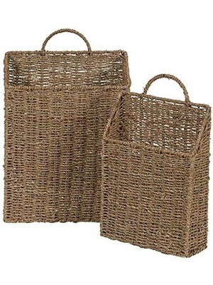 Storemax ML-5613 Deniz Yosunundan Duvar Sepeti Seti, Kahverengi, 2 Parça