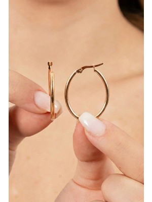 Söğütlü Silver 925 Ayar Gümüş Küpe Rose Oval Şekilli Şarnel Halka Küpe SGTL13156ROSE