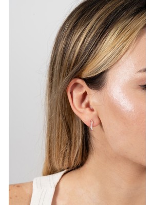 Söğütlü Silver 925 Ayar Gümüş Küpe Rose Zirkon Taşlı Dalgalı J Model Küpe SGTL13164ROSE