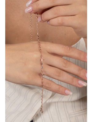 Söğütlü Silver 925 Ayar Gümüş Halhal Rose Mekik Pullu Halhal SGTL13180ROSE