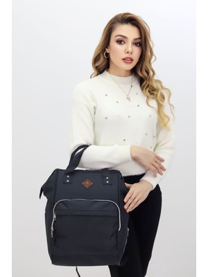 Probag Termal Bölmeli Siyah Anne Bebek Sırt Çantası Geniş Hacimli Su Geçirmez Bakım Çantası Puset Uyumlu