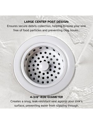 Storemax D214-50 3-1/2" Post Style Büyük Mutfak Lavabo Sepeti Süzgeç, 1'li Paket, Toz Boya Beyaz