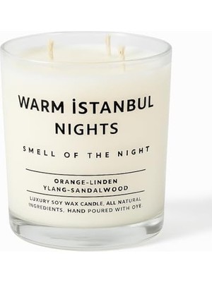 Storemax Warm Istanbul Nights | Premium Soya Mumu | 12 Oz, 3 Fitilli, 45+ Saat Yanma Süresi | Portakal, Ihlamur, Ylang & Sandal Ağacı | Organik Pamuk Fitil | Şık Cam Içinde