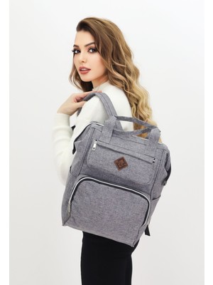 Probag Termal Bölmeli Gri Anne Bebek Sırt Çantası Geniş Hacimli Bebek Bakım Çantası Bebek Arabası Uyumlu