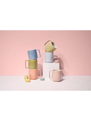 Storemax Seramik Kupa Seti, 350 Ml, Makaron Renkli, 6 Parça, Mikrodalga ve Bulaşık Makinesi Uyumlu