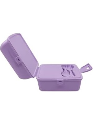 Storemax Temalı Lisanslı 4 Bölmeli Plastik Çocuk Beslenme Kutusu - Yemek Saklama Kabı Kaşık ve Çatallı (Lila-1)