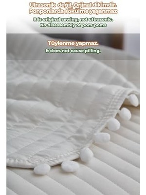 Storemax Evlen Kapitone Ponpon 3 Parça Yatak Örtüsü Ç.k Krem
