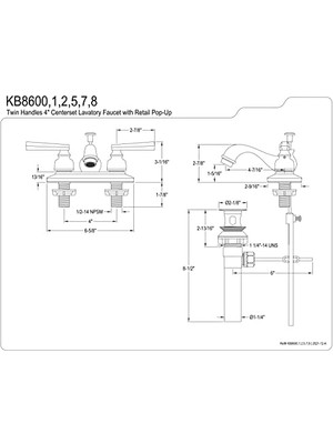 Storemax Pirinç KB8602 4-Inç Toilette Musluk -Gider, Pirinç Cilalı