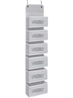 Storemax 6 Katlı Kapı Arkası Düzenleyici, Oda Ofis Toparlayıcı, Kapı Akası Banyo Lavabo Düzenleyici (Gri Çizgili, 1 Adet)