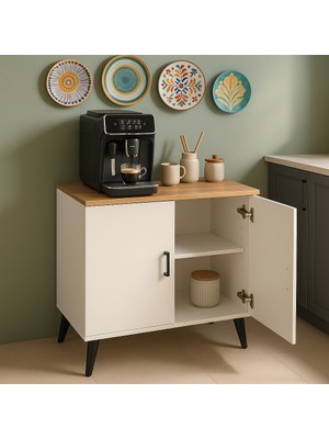 Bangu Kahve Köşesi Dolabı ( Derinlik 47 cm ) Çok Amaçlı Dolap Raflı Mutfak Dolabı BKDM005