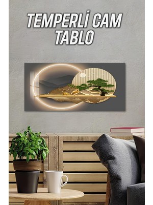 KutuTR 3D Görünümlü Temperli Cam Tablo – Doğa Manzarası Uv Baskı 60X30 cm - TVD027