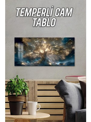KutuTR 3D Görünümlü Temperli Cam Tablo –fantastik Ağaç Duvar Süsü Uv Baskı 60X30CM(IŞIKLI Değildir)- TVD055