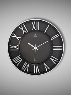 Storemax Premium Serisi Modern Tasarımlı Roma Rakamlı 40 cm Duvar Saati Siyah-Gri