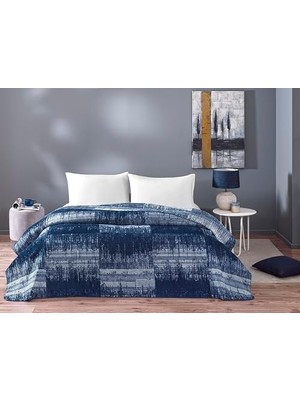 Storemax Ziggy DESENLI%100 Pamuk Pamuk Battaniye, Lacivert, Çift Kişilik