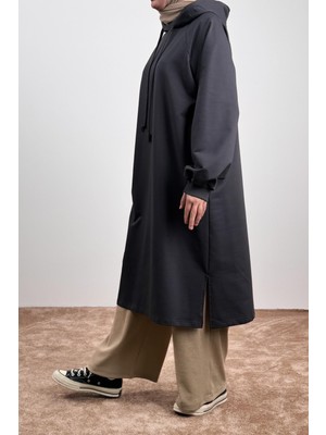 Ande Tesettür Classic Uzun Tunik - Antrasit