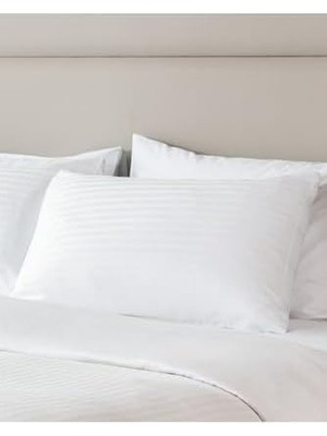 Storemax Sibyla 2&APOS;LI%100 Pamuk Çizgili Yastık Kılıfı -, Beyaz, 50 x 70