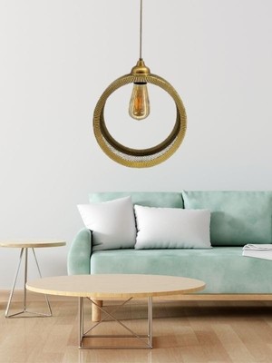 Storemax Endüstriyel Metal Hasır Tel Dairesel Model Hol Mutfak Tekli Sarkıt Avize Aydınlatma