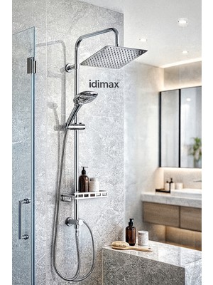 Idimax Robot Duş Seti Elite (25x25 Geniş Çelik Tepe) - Tüm Ana Parcalar Çelik