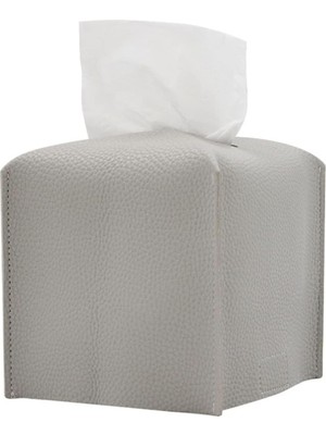 Storemax Modern Pu Deri Peçete Kutusu Kapağı,, Basit Düz Renk Tutucu Kare Peçete Çantası, Ofis, Araba, Açık Çadır, Yemek Masası Için Ideal, 13 x 13 x 13 Cm, Gümüş