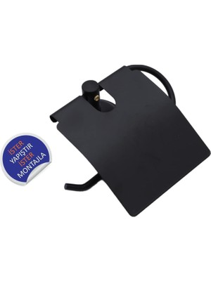 Storemax Siyah Kapaklı Tuvalet Kağıtlığı Tuvalet Kağıdı Askısı - Delmeye Son Ister Yapıştır Ister Montajla